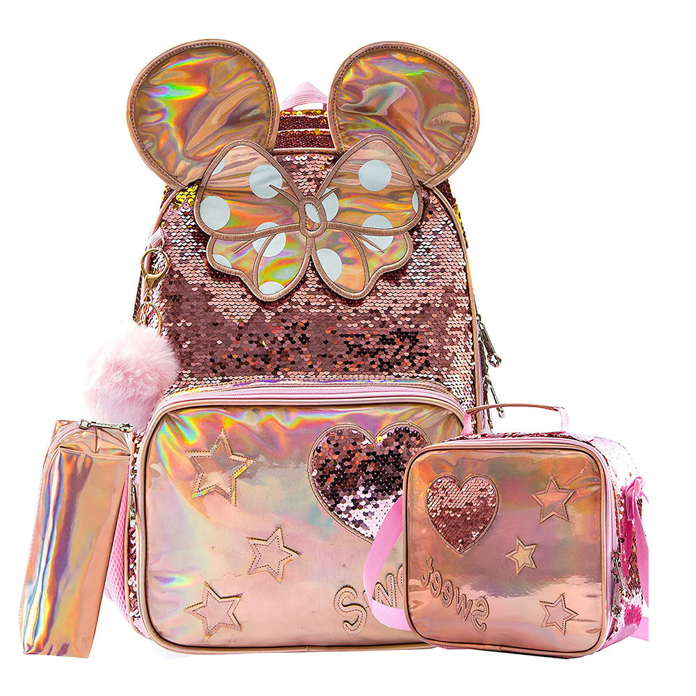 School Bags for Girls School Backpack 13" 16" Champagne Sequins  School Supplies for Girls Backpacks for School Teenagers Girls