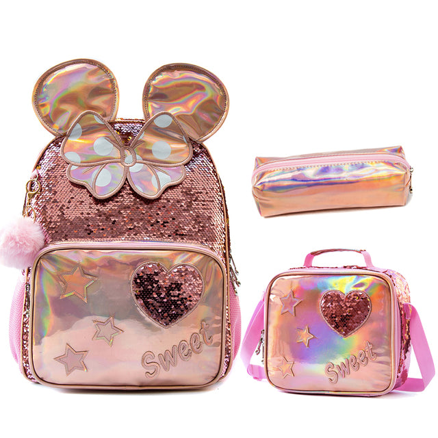 School Bags for Girls School Backpack 13" 16" Champagne Sequins  School Supplies for Girls Backpacks for School Teenagers Girls