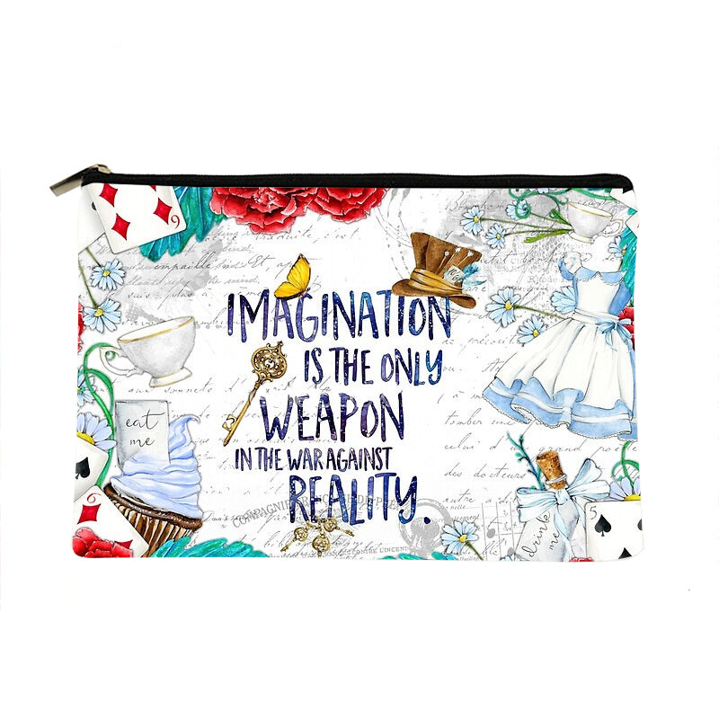 Women Alice in Wonderland Printed Make up bag Fashion Women Cosmetics Organizer Bag for Travel Colorful Storage Bag for Lady Bag