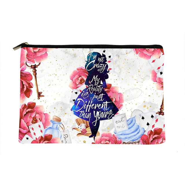 Women Alice in Wonderland Printed Make up bag Fashion Women Cosmetics Organizer Bag for Travel Colorful Storage Bag for Lady Bag