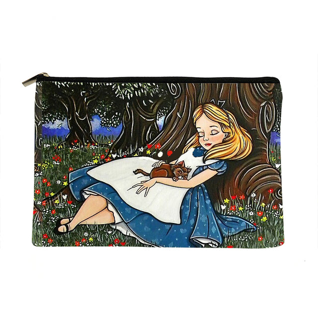Women Alice in Wonderland Printed Make up bag Fashion Women Cosmetics Organizer Bag for Travel Colorful Storage Bag for Lady Bag