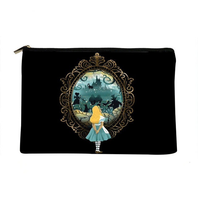 Women Alice in Wonderland Printed Make up bag Fashion Women Cosmetics Organizer Bag for Travel Colorful Storage Bag for Lady Bag