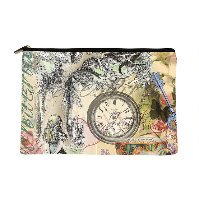 Women Alice in Wonderland Printed Make up bag Fashion Women Cosmetics Organizer Bag for Travel Colorful Storage Bag for Lady Bag