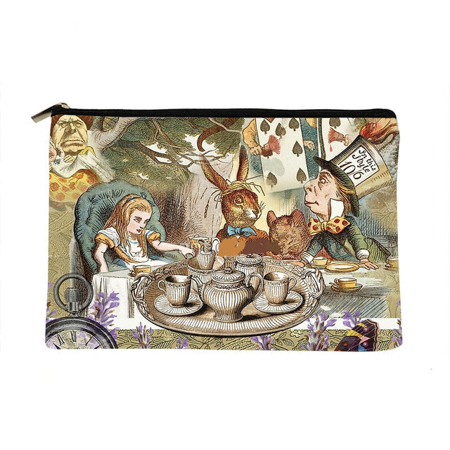 Women Alice in Wonderland Printed Make up bag Fashion Women Cosmetics Organizer Bag for Travel Colorful Storage Bag for Lady Bag