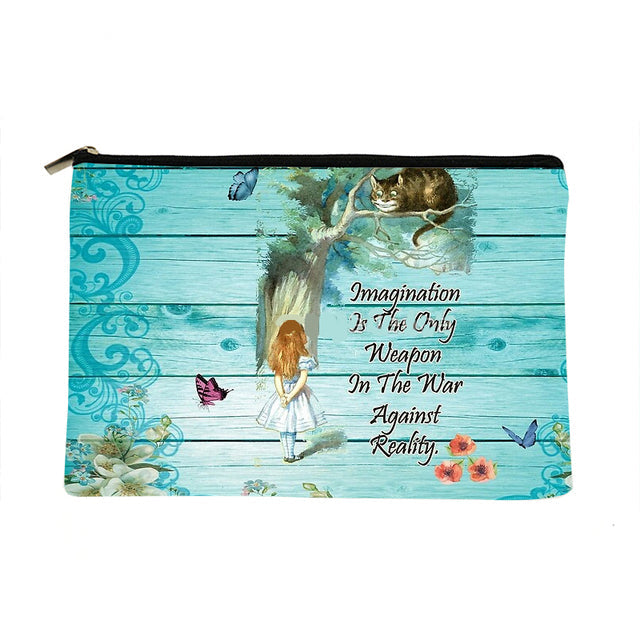 Women Alice in Wonderland Printed Make up bag Fashion Women Cosmetics Organizer Bag for Travel Colorful Storage Bag for Lady Bag