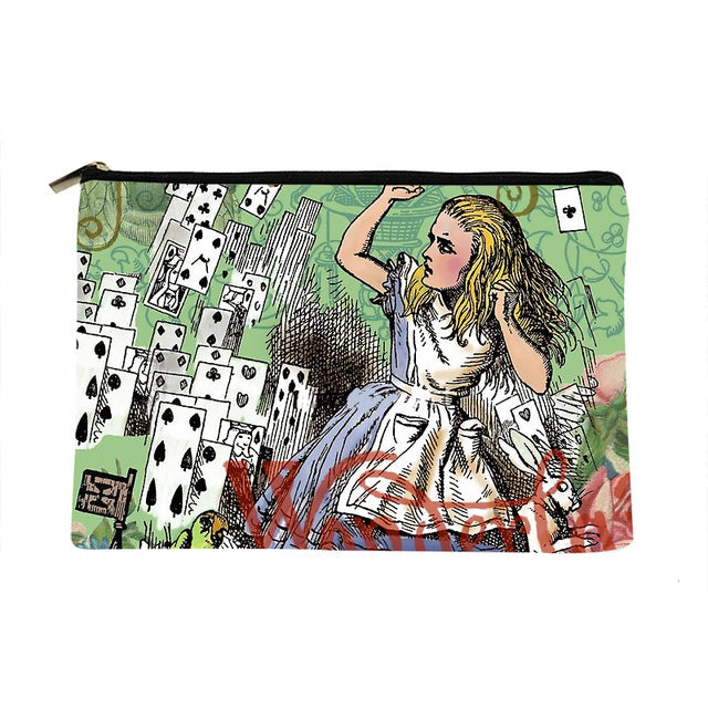 Women Alice in Wonderland Printed Make up bag Fashion Women Cosmetics Organizer Bag for Travel Colorful Storage Bag for Lady Bag