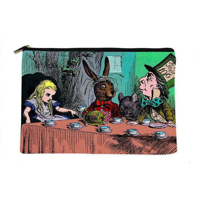 Women Alice in Wonderland Printed Make up bag Fashion Women Cosmetics Organizer Bag for Travel Colorful Storage Bag for Lady Bag